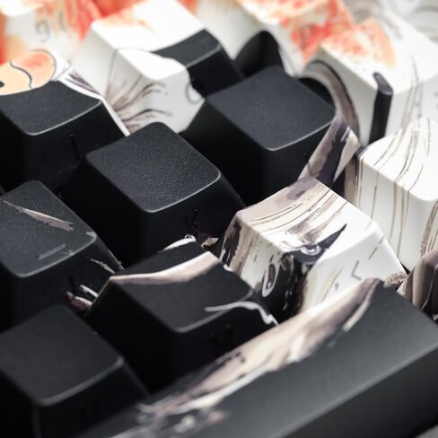 PBT Keycaps Lucky Koi Fish 60 75 100 Percent Shine Through Side Printe Thick Cherry Profile 130 Keys Dye Sub Custom Keycap Set keycaps for 61/64/68/84/87/100/104/108 MX Mechanical Keyboard in Saudi Arabia