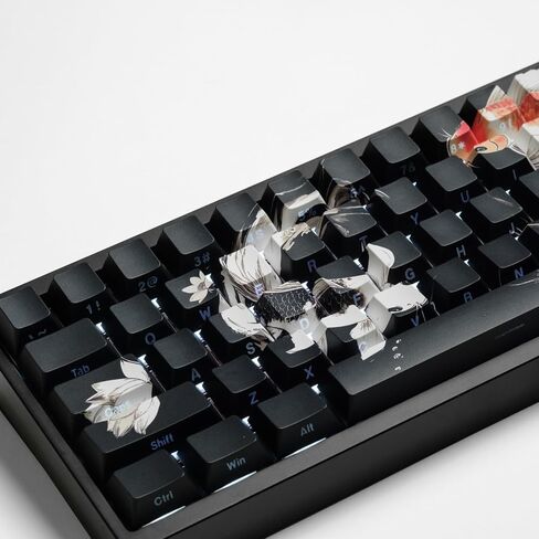 PBT Keycaps Lucky Koi Fish 60 75 100 Percent Shine Through Side Printe Thick Cherry Profile 130 Keys Dye Sub Custom Keycap Set keycaps for 61/64/68/84/87/100/104/108 MX Mechanical Keyboard in Saudi Arabia