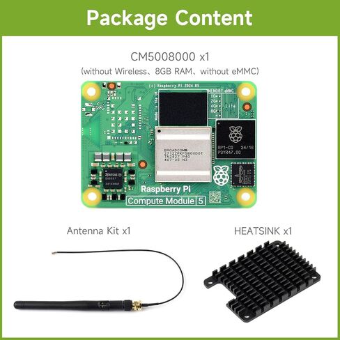 حزمة Waveshare CM5008000 A (ذاكرة الوصول العشوائي 8GB ، فلاش EMMC 0GB ، بدون سلك أقل) ، وحدة حساب RPI CM5 5 ، توفر قوة Raspberry PI 5 في عامل شكل مضغوط in Kuwait