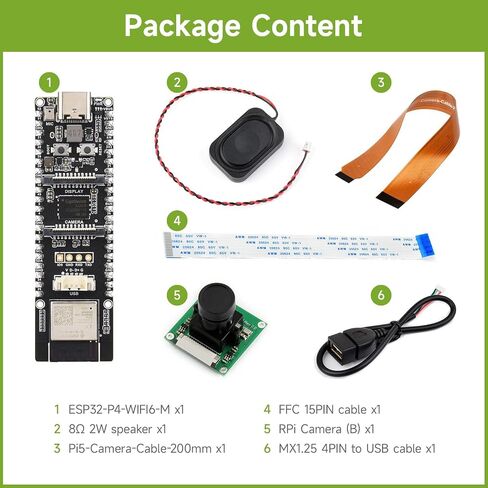 Waveshare ESP32-P4-WIFI6 لوحة تطوير عالية الأداء ، استنادًا إلى ESP32-P4 و ESP32-C6 ، تدعم Wi-Fi 6 و Bluetooth 5/ble ، حزمة مع مكبرات الصوت والكاميرا 6 in Saudi Arabia