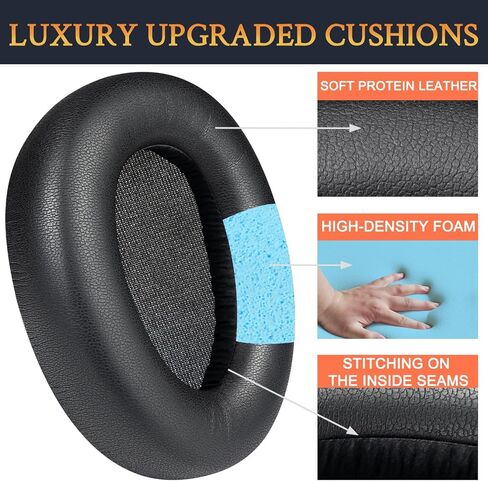 وسادات الأذن بديلة بديلة لـ Soulwit لـ JLab jbuds Lux ANC Wireless Headones ، وسائد للأذن مع جلد البروتين الناعم ، ورغوة عزل الضوضاء عالية الكثافة - أسود in Kuwait