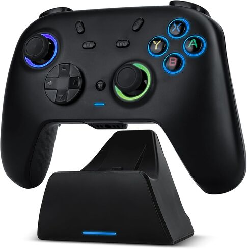 DuLingKer PC Controller Wireless with Charing Dock, Game Controller for Switch/Switch 2/Windows PC/Steam with Hall Effect Trigger/Joystick(No Drift), RGB Lighting, M1/M2 Button, Dual Vibration Black in Kuwait