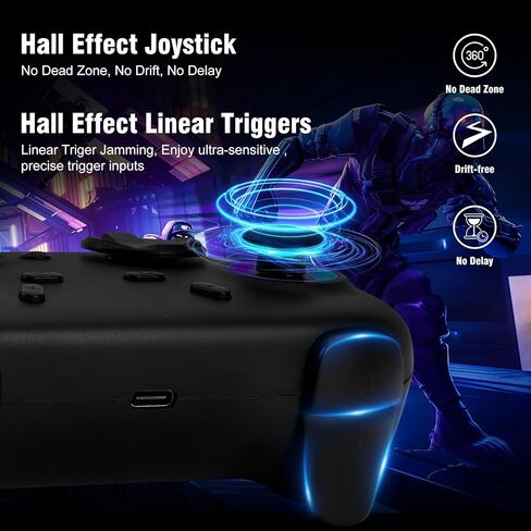 وحدة التحكم في Dulingker PC Wireless مع Dock Charing ، وحدة تحكم اللعبة للتبديل/التبديل 2/Windows PC/Steam مع قاعة تأثير/عصا التحكم (بدون انجراف) ، إضاءة RGB ، زر M1/M2 ، الاهتزاز المزدوج الأسود in Kuwait