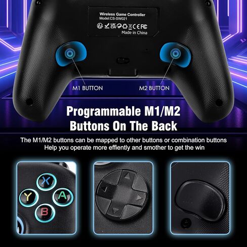 وحدة التحكم في Dulingker PC Wireless مع Dock Charing ، وحدة تحكم اللعبة للتبديل/التبديل 2/Windows PC/Steam مع قاعة تأثير/عصا التحكم (بدون انجراف) ، إضاءة RGB ، زر M1/M2 ، الاهتزاز المزدوج الأسود in Kuwait