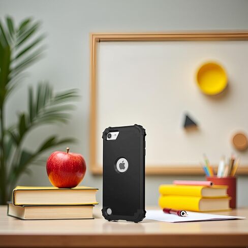 IDweel for iPod Touch 7th Generation Case with 2 Screen Protectors, Hybrid 3 in 1 Shockproof Slim Heavy Duty Hard PC Cover Soft Silicone Bumper Full Body Case for iPod Touch 5/6/7th Gen, Black in Kuwait