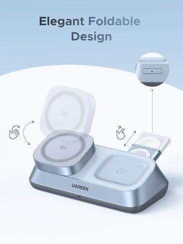 Ugreen 25W QI2 معتمد 3-in-1 Magflow Wireless Charging Stand ، Magsafe Fast Wireless Charger for iPhone 17/16/15/14/13/12 ، AirPods و Apple Watch ، حامل المكتب مع زاوية قابلة للتعديل in Saudi Arabia