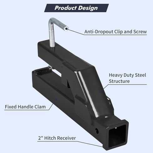 مشبك Garvee على وصلة المقطورة، محول تثبيت كروي 2 بوصة، جهاز استقبال وصلة الجر متوافق مع دلو جرار Deere Bobcat، قطعة واحدة من وصلة الجرافة، ترقية جديدة، أسود in Kuwait