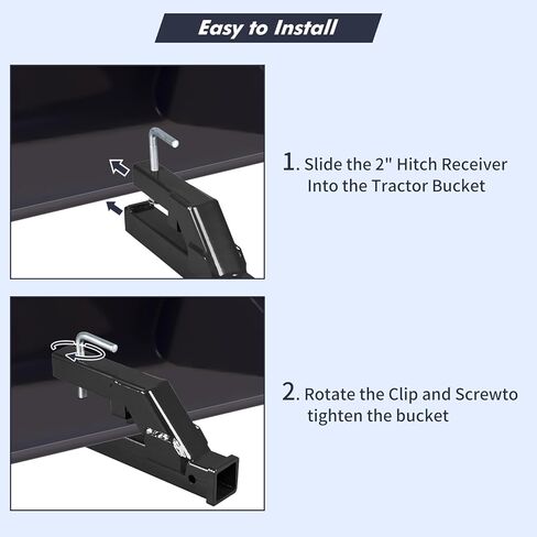 مشبك Garvee على وصلة المقطورة، محول تثبيت كروي 2 بوصة، جهاز استقبال وصلة الجر متوافق مع دلو جرار Deere Bobcat، قطعة واحدة من وصلة الجرافة، ترقية جديدة، أسود in Kuwait
