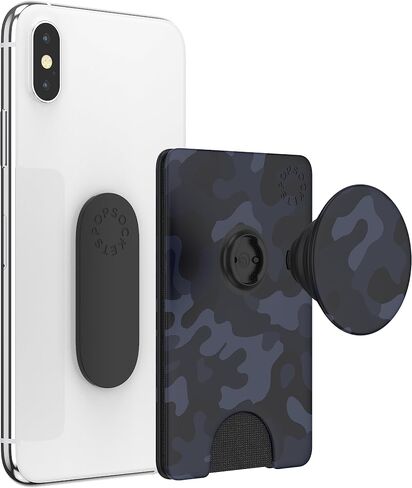 PopSockets PopWallet+ with Swappable PopTop: Phone Grip, Phone Stand, and Wallet for Cards, Removable, (Blue Blaze) in Saudi Arabia