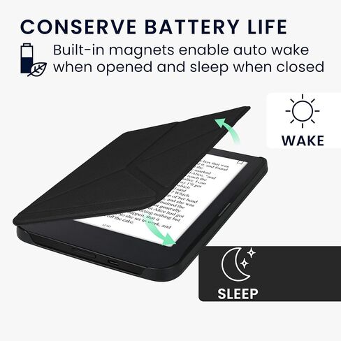 حافظة kwmobile Origami متوافقة مع حافظة Kobo Clara 2E / Tolino Shine 4 - غطاء جلد PU نحيف مع حامل - بني in Kuwait