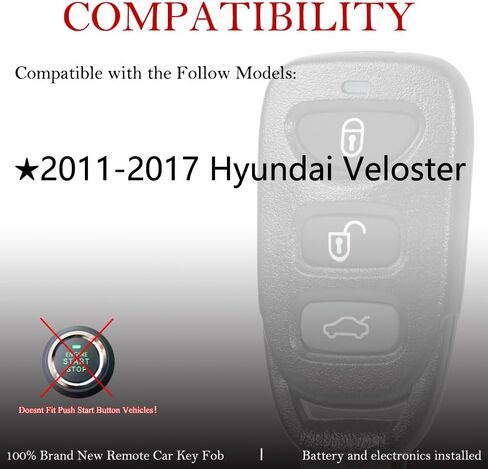 MechanMagic Key Fob Keyless Entry Fits for Hyundai Veloster 2011 2012 2013 2014 2015 2016 2017 Remote Control Replacement NYOSEKS-TF10ATX 95430-2V100 in Saudi Arabia