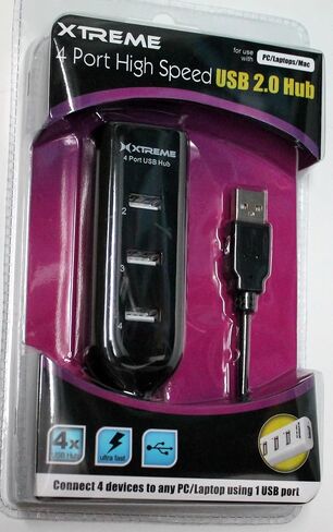 كابلات Xtreme 95004 4 Port USB Hub - أسود in Saudi Arabia