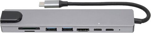 8 in 1 Docking Hub,USB C Hub Docking Station,TypeC Hub Adapter,USB C to TypeC USB2.0 USB PD RJ45 Memory Card Storage Card,Stable Performance in Saudi Arabia