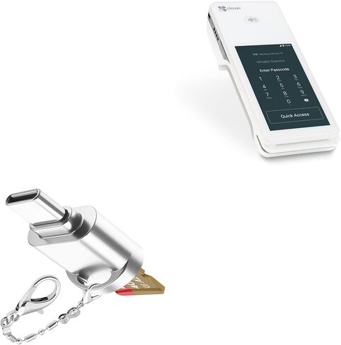 BoxWave Adapter Compatible with Clover Flex - Micro SD Card miniReader, USB Type-C OTG Reader USB3.0 Adapter Keychain - Metallic Silver in Saudi Arabia