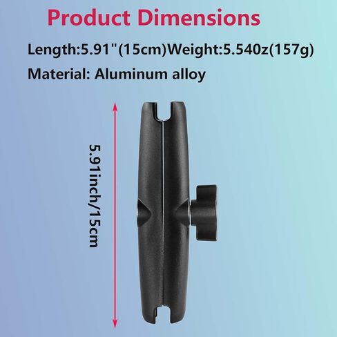 Aluminum Alloy Double Socket Arm for RAM Mounts B Size 1" Ball, Heavy-Duty 5.91" Long Arm – Fits All Standard 1" Ball Adapters, Universal Compatibility in Saudi Arabia
