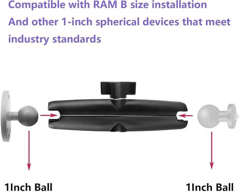 Aluminum Alloy Double Socket Arm for RAM Mounts B Size 1" Ball, Heavy-Duty 5.91" Long Arm – Fits All Standard 1" Ball Adapters, Universal Compatibility in Saudi Arabia