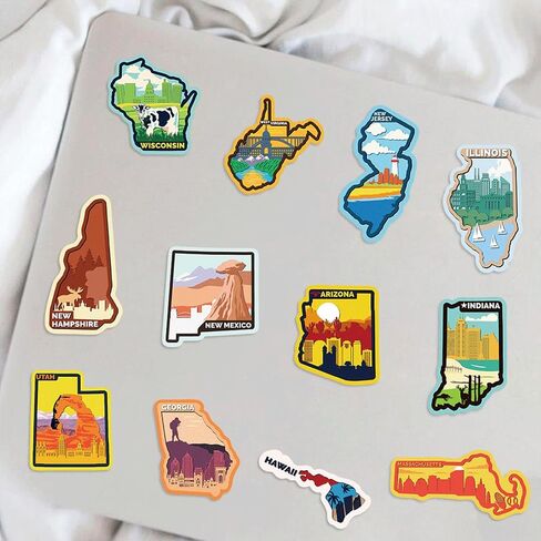 50PCS US States Stickers,Cool Travel Stickers,Waterproof Vinyl Stickers for Water Bottles,Laptop,Luggage,Teens Adults,Keyboards,Backpacks,Skateboards,Luggage,Water Bottles,Scrapbooks in Saudi Arabia