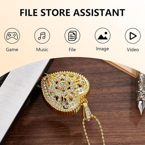 محرك أقراص فلاش USB ، قلب قطره 16 جيجابايت/32 جيجابايت/64 جيجابايت/128 جيجا بايت محمولة USB2.0 لعصا آمنة للتخزين بتخزين Pendrive Thumb (Retro Gold ، 128GB) in Kuwait