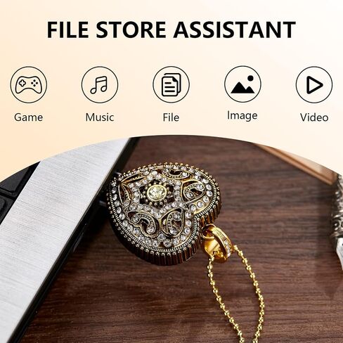 محرك أقراص فلاش USB ، قلب قطره 16 جيجابايت/32 جيجابايت/64 جيجابايت/128 جيجا بايت محمولة USB2.0 لعصا آمنة للتخزين بتخزين Pendrive Thumb (Retro Gold ، 128GB) in Kuwait