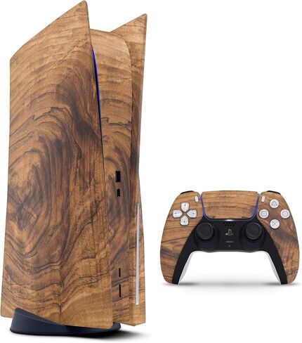 ألواح الخشب الخام V11-غلاف الغطاء الكامل للاصوص على صائق الجلد متوافق مع وحدة التحكم Sony PlayStation 5 (محرك الأقراص) in Saudi Arabia