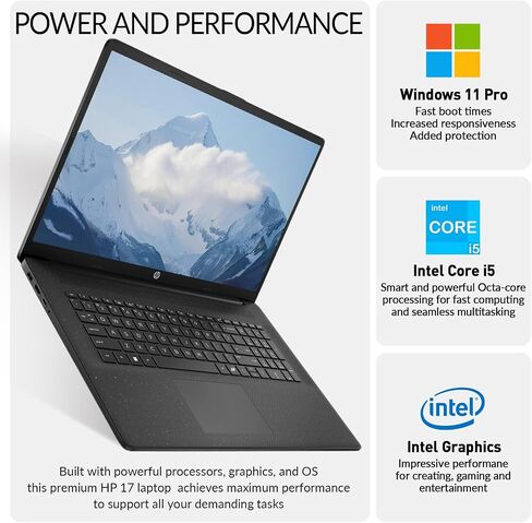كمبيوتر الكمبيوتر المحمول HP 17 بوصة ، 17.3 "جهاز كمبيوتر محمول من FHD IPS ، Intel 10-Core I5 ​​، 64GB RAM 2TB SSD ، Windows 11 Pro ، مكتب Lifetime ، 10 مفتاح in Kuwait