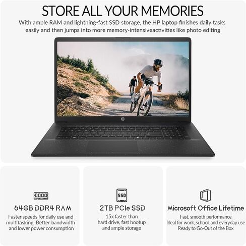 كمبيوتر الكمبيوتر المحمول HP 17 بوصة ، 17.3 "جهاز كمبيوتر محمول من FHD IPS ، Intel 10-Core I5 ​​، 64GB RAM 2TB SSD ، Windows 11 Pro ، مكتب Lifetime ، 10 مفتاح in Kuwait