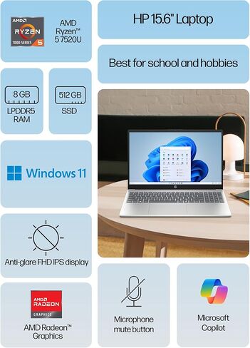 HP 15 Professional Slim High-Performance Laptop in Silver Ryzen 5 4-Core up to 4.3GHz 8GB 512GB SSD 15.6in Full HD BO Audio W11 (15-FC - Renewed) in Saudi Arabia