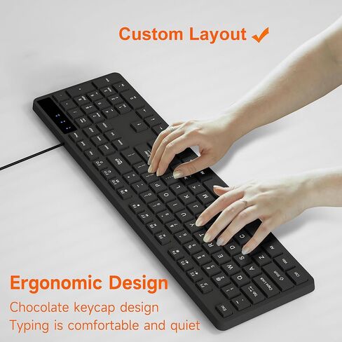 Pashto و Dari لوحة مفاتيح USB السلكية ذات السلكية مع تخطيط الولايات المتحدة (QWERTY) ، أسود غير لامع in Kuwait