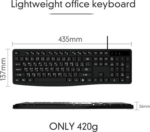Pashto و Dari لوحة مفاتيح USB السلكية ذات السلكية مع تخطيط الولايات المتحدة (QWERTY) ، أسود غير لامع in Kuwait