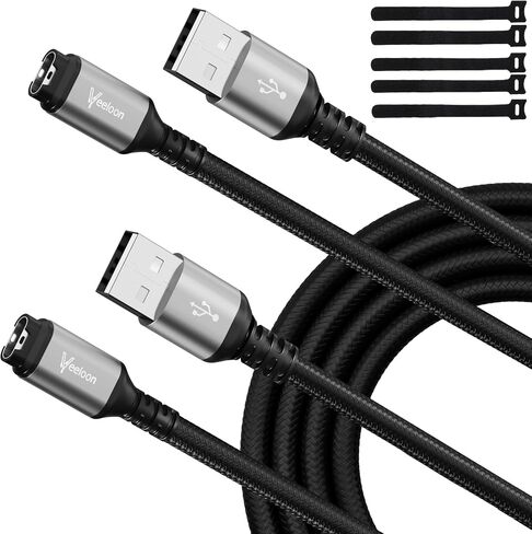 Charger Cable for Garmin Watch 4 FT-2 Pack, USB A to Garmin Braided Safe Fast Charging Adapter Cord for Garmin Fenix,Forerunner,Instinct,Venu,Vivoactive,Epix,Tactix,Swim Accessories in Kuwait