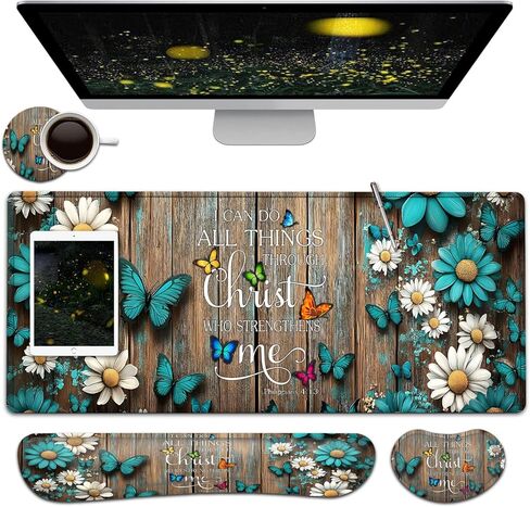 Large Mouse Pad + Keyboard Wrist Rest Set, Extended Gaming Mousepad (31.5X11.8 inch) with Non-Slip Rubber, Ergonomics Memory Foam Mouse Wrist Rest Support, Highland Cow Baby Pattern XXL Desk Pad in Kuwait