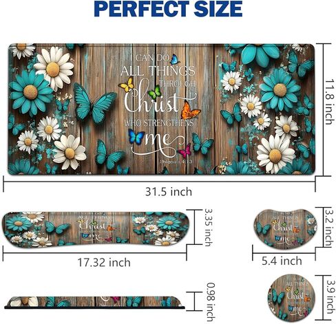 Large Mouse Pad + Keyboard Wrist Rest Set, Extended Gaming Mousepad (31.5X11.8 inch) with Non-Slip Rubber, Ergonomics Memory Foam Mouse Wrist Rest Support, Highland Cow Baby Pattern XXL Desk Pad in Kuwait