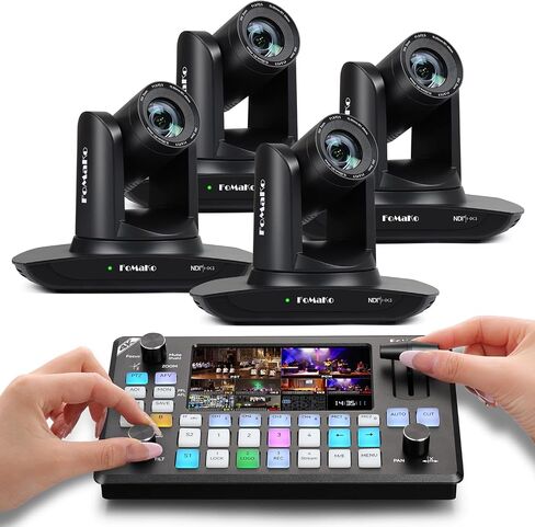 FoMaKo 20x Optical Zoom NDI PTZ Camera, AI Auto-Tracking Gen 3, for E-Commerce Live Streaming & Brand Promotion Livestreaming and Live Production(FMK20UH NDI-BX4+KC602) in Saudi Arabia