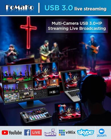 FoMaKo 20x Optical Zoom NDI PTZ Camera, AI Auto-Tracking Gen 3, for E-Commerce Live Streaming & Brand Promotion Livestreaming and Live Production(FMK20UH NDI-BX4+KC602) in Saudi Arabia