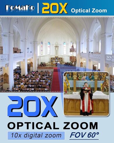 Fomako 20x Optical Zoom Ndi PTZ Camera ، AI Auto-Tracking Gen 3 ، للمعارض التجارية للصناعة ، وعروض المستهلكين وعروض السيارات البث المباشر (FMK20UH NDI-BX3+KC602) in Saudi Arabia