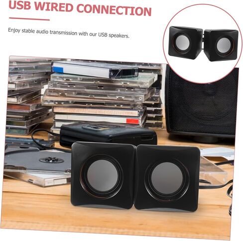 مكبرات الصوت Coheali Mini USB لأجهزة الكمبيوتر المحمولة وأجهزة سطح المكتب المحمولة سلكية متعددة الوسائط مضغوطة مدعوم من صوت USB للمكتب والسفر خفيف الوزن وأنيق in Saudi Arabia