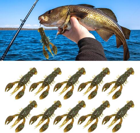 10 مساءً طقم إغراء صيد الأسماك الناعمة - طعم Crawdad PVC الروبيان الصيد البلاستيكي الاصطناعي الصيد للباس in Kuwait