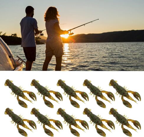 10 مساءً طقم إغراء صيد الأسماك الناعمة - طعم Crawdad PVC الروبيان الصيد البلاستيكي الاصطناعي الصيد للباس in Kuwait
