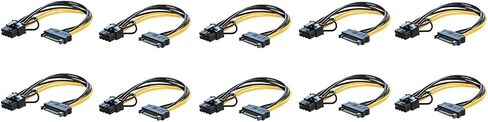 10 pcs 15 pin 15pin sata male to (6+2) 8 pin 8pin pcie power power coll in Saudi Arabia