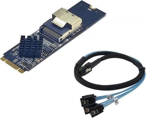 M.2 إلى M1NI S/AS SFF-8087 دعم بطاقة التوسع 4 PORT SATA3.0 6GBPS HDD SSD SATA Controller SFF8087 إلى M2 NVME محول (بطاقة مع كابل 70 سم) in Kuwait