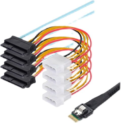 2025 Slim S/AS 4.0 38P SFF-8654 إلى 4 M1NI S/AS 29PIN SFF-8482 COMPUTER SERRAY DISK SATA SATA (0.5M ، 4X إلى 4-SAS) in Kuwait