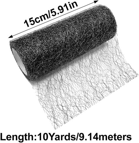 Queenbox 6"x10 Yards Openwork Tulle Ribbon, Irregular Spider Web Mesh Hollow Gauze Roll Hole Lace Net Thin Fabric for DIY Art Craft, Black in Kuwait