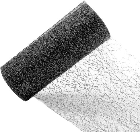 Queenbox 6"x10 Yards Openwork Tulle Ribbon, Irregular Spider Web Mesh Hollow Gauze Roll Hole Lace Net Thin Fabric for DIY Art Craft, Black in Kuwait