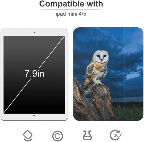 البومة في حالة الليل مع حامل القلم رفيع الوزن ثلاثي الأوزان متوافق مع iPad mini 4/5/6 mini4/5 （7.9in） in Saudi Arabia