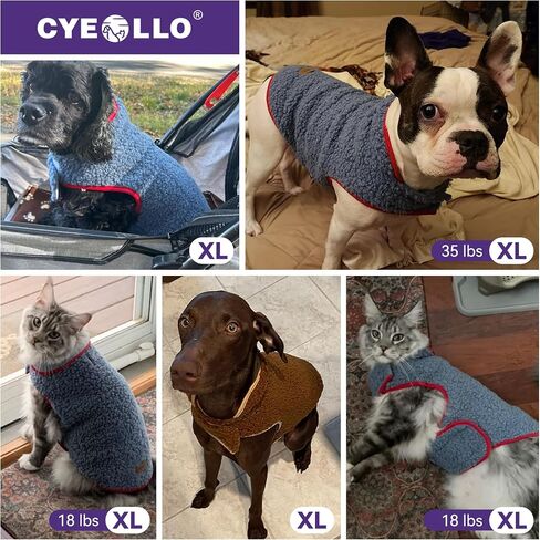 cyeollo دافئ الكلب سترة معطف سترة سميكة الحرارية شيربا البلوزات عكسها الصوف سترة ملابس الحيوانات الأليفة للطقس البارد الشتاء الكلب معاطف للكلاب الصغيرة فتاة الملابس الوردية in Kuwait