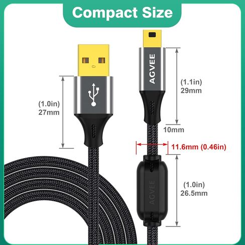 AGVEE 6.6ft Camera IFC-400PCU USB Data File Transfer AV Out Digital Cable Cord with Magnetic Ring for Canon Rebel EOS T1i to T7i, PowerShot/DSLR Cameras & Vixia Camcorders, Black in Saudi Arabia