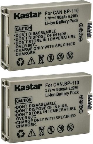 Kastar 1-Pack BP-110 Battery 3.7V 1700mAh Replacement for Canon VIXIA HF R27 HFR27, VIXIA HF R26 HFR26, VIXIA HF R206 HFR206, VIXIA HF R205 HFR205 Cameras in Saudi Arabia