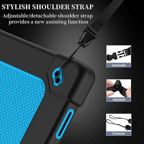 for Callsky-Tab Cpad 10 Tablet Case,Shockproof Kids Rugged with Kickstand Shoulder Strap Heavy Duty Hybrid Cover for Callsky-Tab Ctab 10 Tablet/for Callsky-Tab Cpad 10 10.1 inch(Black/Blue) in Saudi Arabia