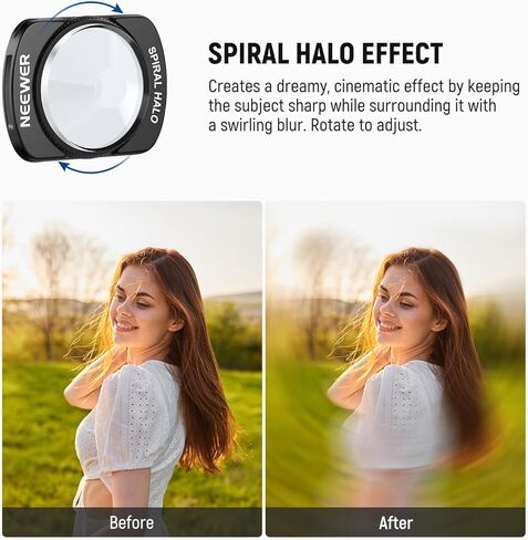 NEEWER Spiral Halo Prism Lens Filter Compatible with DJI Osmo Pocket 3 & Creator Combo Accessories, Magnetic Multicoated HD Optical Glass Gimbal Camera Effect Filter with Screen Protector, FL-C35 in Saudi Arabia