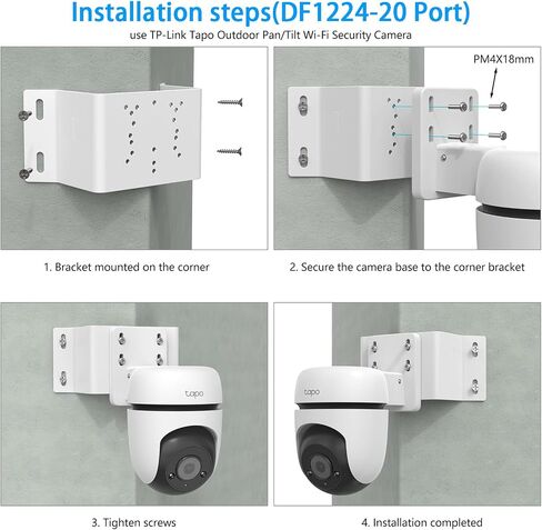 Corner Bracket for Security Camera, Metal Corner Mount Compatible with TP-Link Tapo Outdoor Pan/Tilt Wi-Fi Security Cameras (C530WS/C520WS/C510W/C500/C501GW/TC40/TC41/TC40GW/C51A/C52A（White） in Saudi Arabia